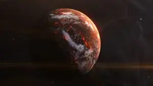 an artist's rendering of a planet in space that represents Mercury Retrograde shadow work and journal prompts to explore what comes up