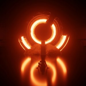 a person standing in front of a circular light representing Lions Gate downloads