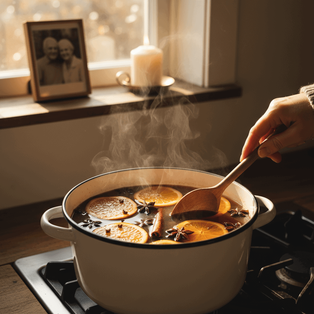 brewing mulled cider to emphasize October's spiritual energy
