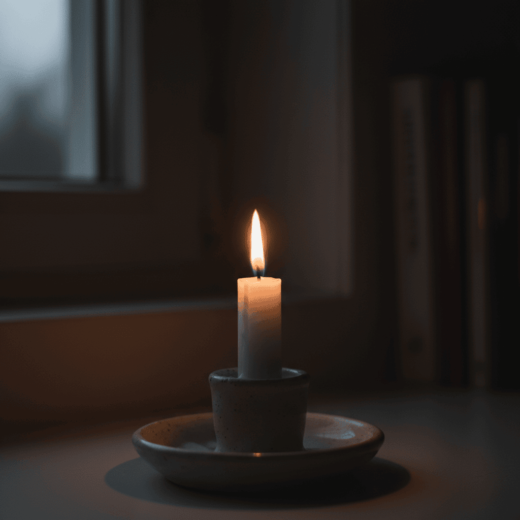 Calming candle flame for mindfulness and spiritual healing, perfect for serene rituals and meditation practices.