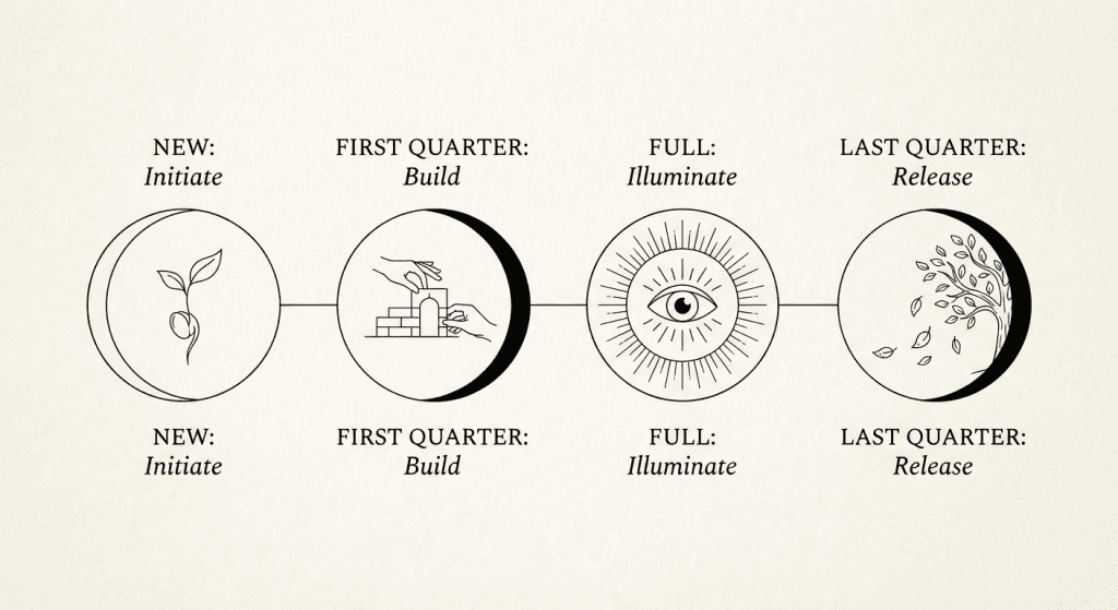 a graphic showing the four main moon phases