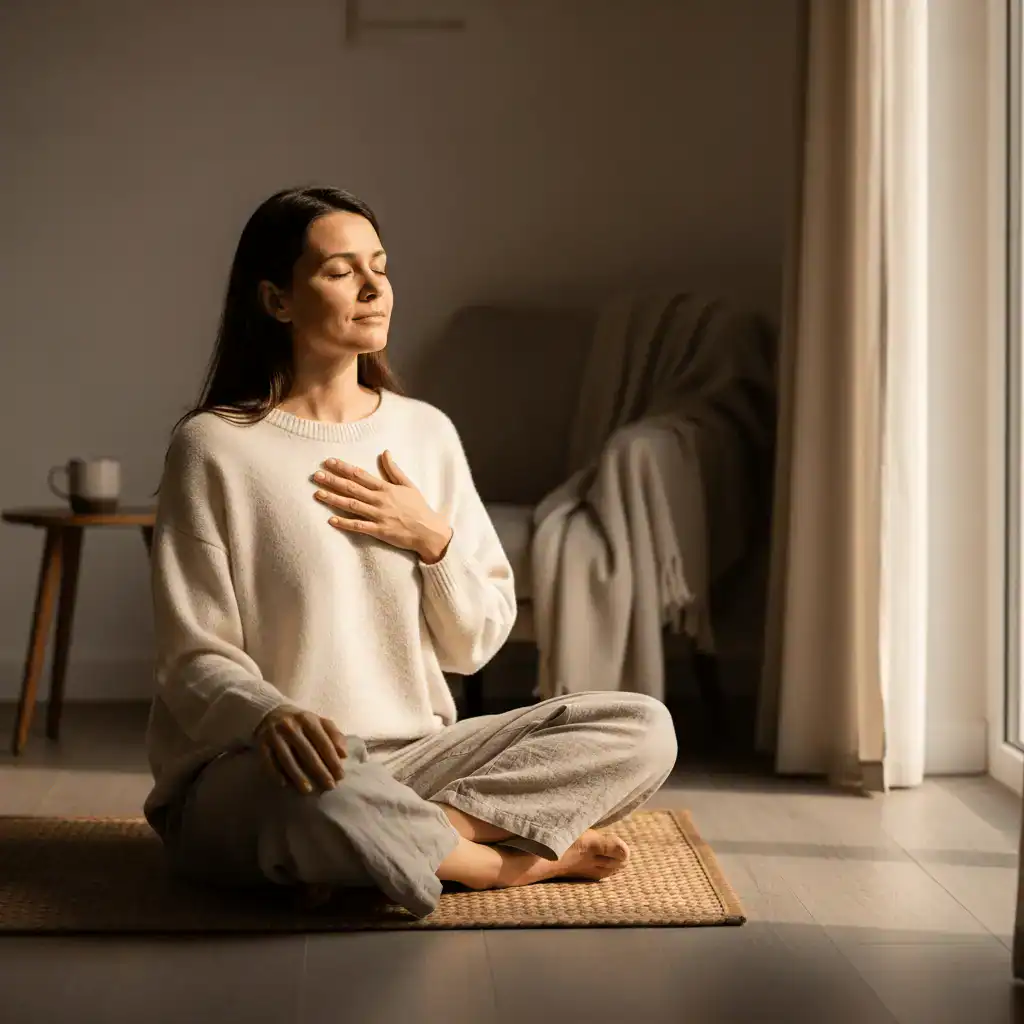 A woman preparing a ritual for how to set intentions for 2026