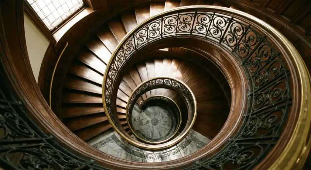 A spiraling staircase