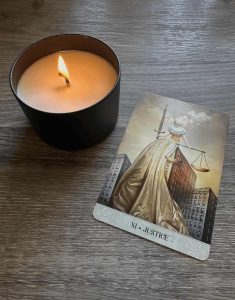 The justice card from Tarot of Mystical Moments by Catrin Welz-Stein