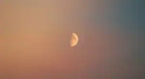 First quarter moon in the sky