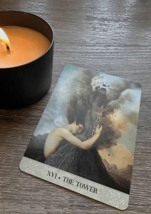 The tower card from Tarot of Mystical Moments by Catrin Welz-Stein