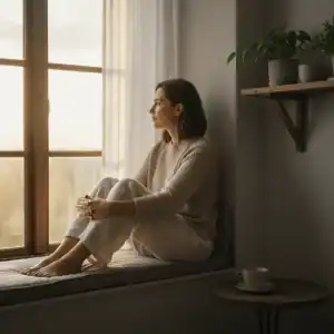 A woman looking out the window