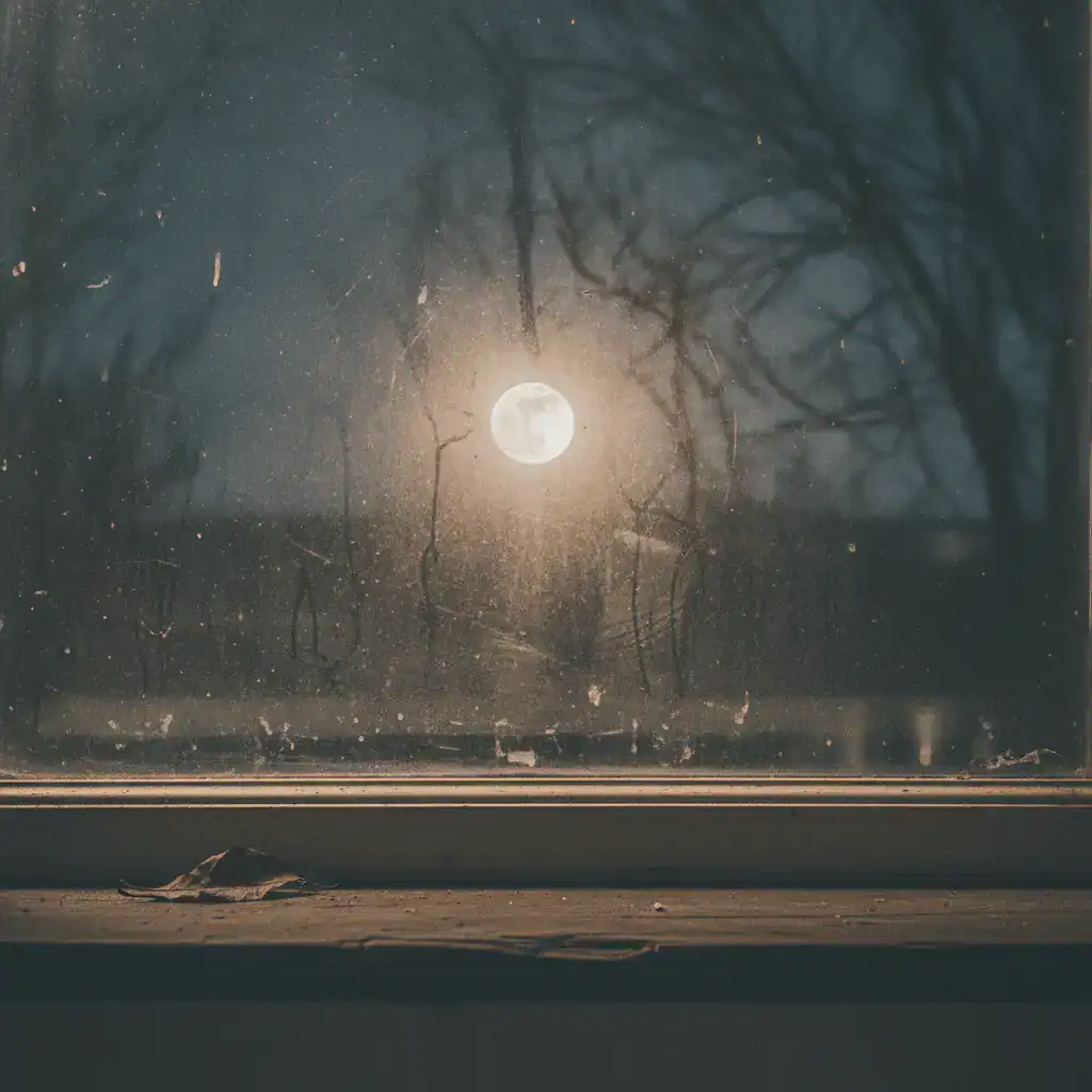 The moon through a foggy window